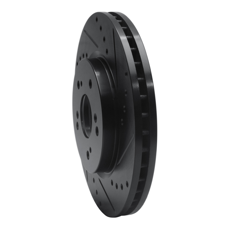 Acura RDX Brake Rotor (1) - Front Right - R1 Concepts - Drilled & Slotted - Black - `07-`16